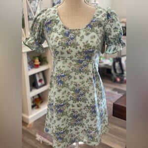 Vintage Floral Puff Sleeve Dress